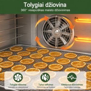 Vaisių ir maisto džiovyklė 800 W, 12 padėklų, nerūdijančio plieno korpusas kaina internetu