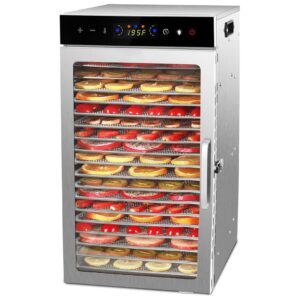 Vaisių ir maisto džiovyklė 800 W, 18 padėklų, nerūdijančio plieno korpusas kaina internetu