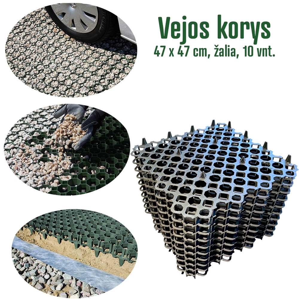 Vejos korys , 47 x 47 cm, juoda, 10 vnt. kaina internetu