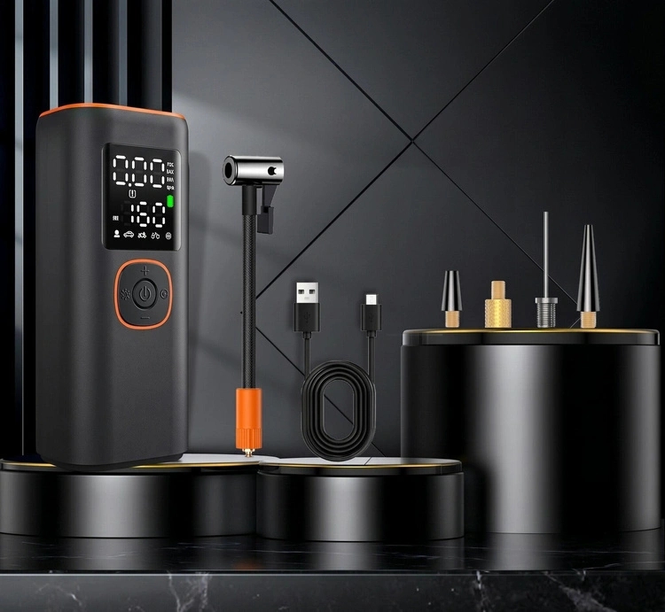 Įkraunamas elektrinis padangų kompresorius su „Power Bank“ funkcija, 160 PSI kaina internetu