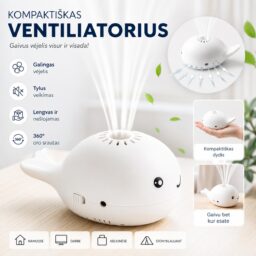 Mini ventiliatorius su skraidančiu kamuoliuku (baltas) kaina internetu