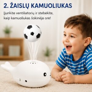 Mini ventiliatorius su skraidančiu kamuoliuku (baltas) kaina internetu