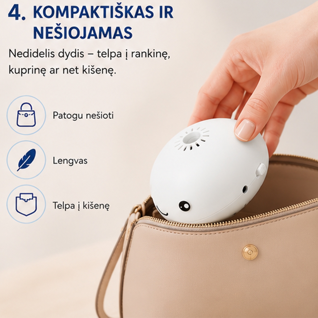 Mini ventiliatorius su skraidančiu kamuoliuku (baltas) kaina internetu