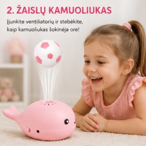 Mini ventiliatorius su skraidančiu kamuoliuku (rožinis) kaina internetu