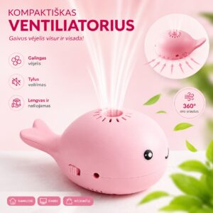 Mini ventiliatorius su skraidančiu kamuoliuku (rožinis) kaina internetu