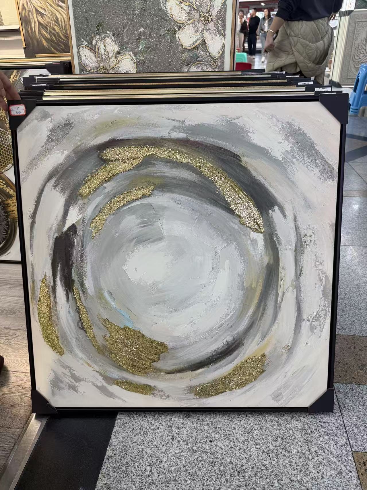„Auksinis sūkurys“ abstraktus paveikslas, 80 × 80 cm kaina internetu