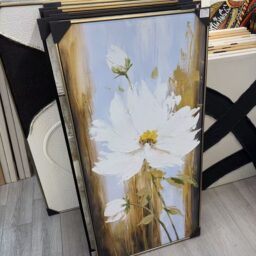„Baltas prisilietimas“ reljefinis gėlės paveikslas, 60 × 120 cm kaina internetu