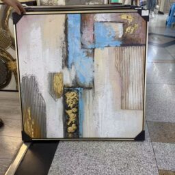 „Mėlyna harmonija“ tekstūrinis abstraktus paveikslas, 80 × 80 cm kaina internetu