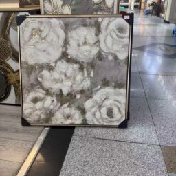 „Sidabrinis žydėjimas“ elegantiškas gėlių paveikslas, 80 × 80 cm kaina internetu