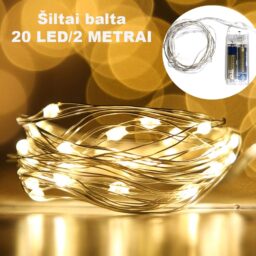 Šiltai balta LED girlianda, 20 LED, 2 m AA kaina internetu