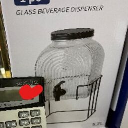 Stiklinė gėrimų talpa su kraneliu ir metaliniu stovu, 5,7 l kaina internetu
