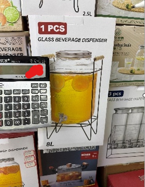 Stiklinė gėrimų talpa su kraneliu ir stovu, 8 l kaina internetu