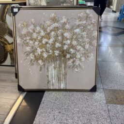 „Švelnus žydėjimas“ tekstūrinis gėlių paveikslas, 80 × 80 cm kaina internetu