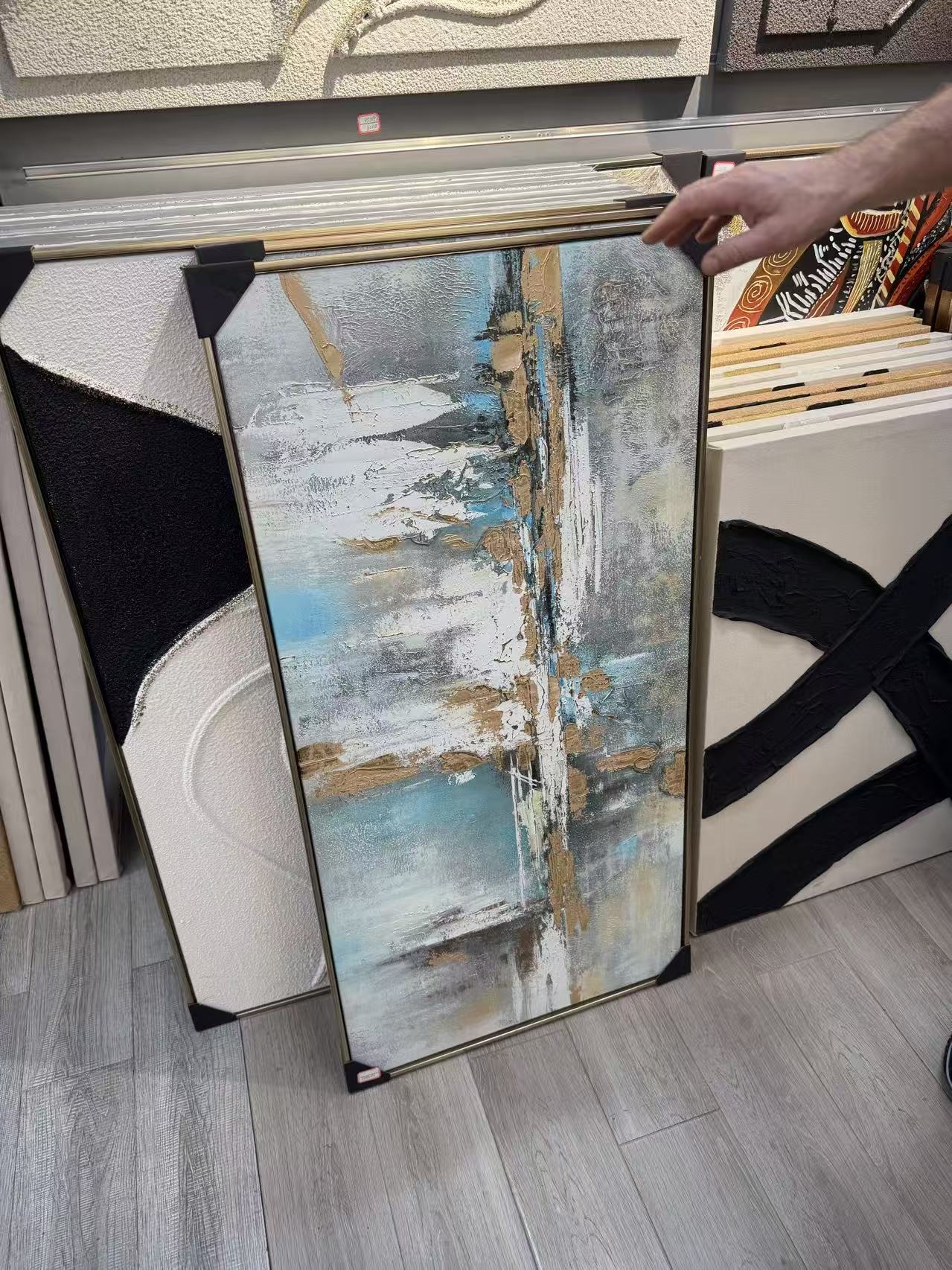 „Žydroji versmė“ abstraktus tekstūrinis paveikslas, 60 × 120 cm kaina internetu