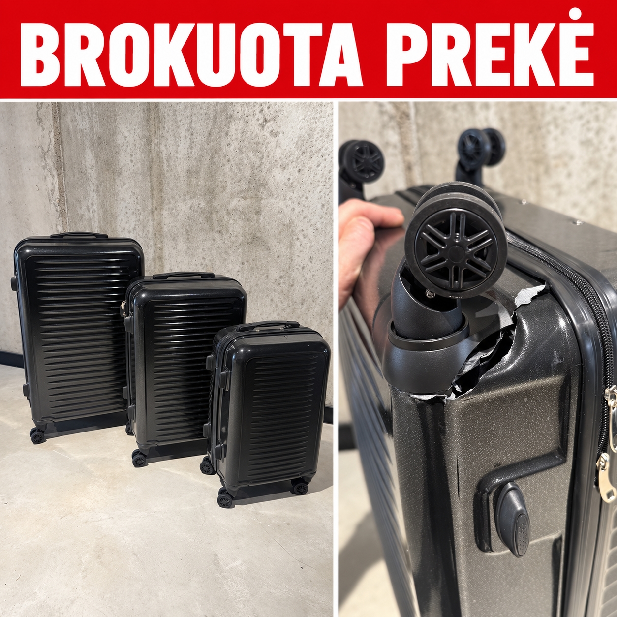 3 lagaminų rinkinys TR2249A BROKAS kaina internetu