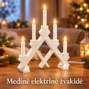 BALTA medinė elektrinė žvakidė, 5 žvakių, 40 × 30 cm kaina internetu