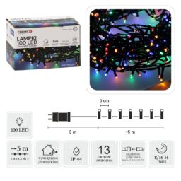 LED girlianda, 100 LED, 8 m, spalvota kaina internetu