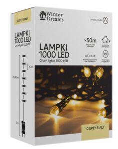 LED girlianda, 1000 LED, 53 m, šiltai balta kaina internetu