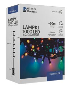 LED girlianda, 1000 LED, 53 m, spalvota kaina internetu