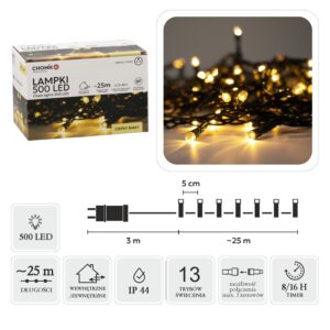 LED girlianda, 500 LED, 28 m, šiltai balta kaina internetu