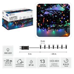 LED girlianda, 500 LED, 28 m, spalvota kaina internetu