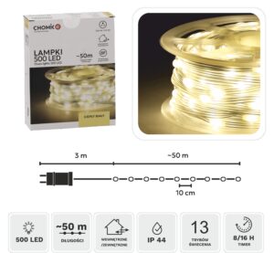 LED girlianda ant ritės, 500 LED, 53 m, šiltai balta kaina internetu