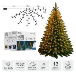 LED girlianda su žiedu, 16 × 2,2 m, 352 LED, šiltai balta kaina internetu