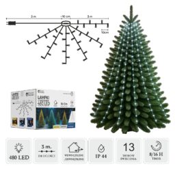 LED girlianda su žiedu, 16 × 3 m, 480 LED, šaltai balta kaina internetu