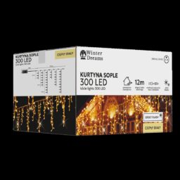 LED varveklių užuolaida, 300 LED, 12 m, šiltai balta su blyksniais kaina internetu