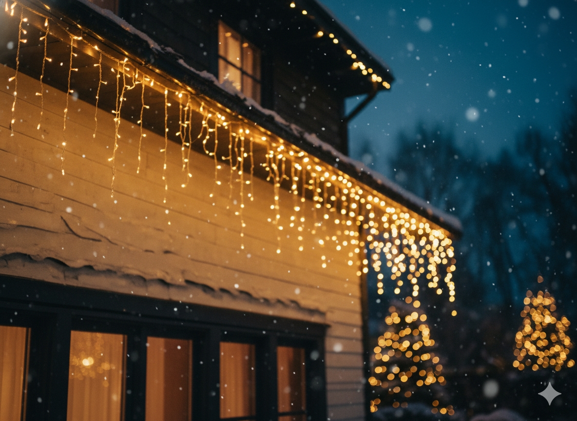 LED varveklių užuolaida, 300 LED, 12 m, šiltai balta su blyksniais kaina internetu