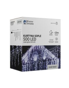 LED varveklių užuolaida, 500 LED, 20 m, šaltai balta kaina internetu