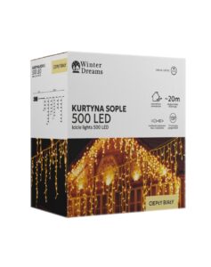 LED varveklių užuolaida, 500 LED, 20 m, šiltai balta kaina internetu