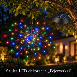 Pakabinama saulės LED dekoracija „fejerverkai“, įvairiaspalvė kaina internetu
