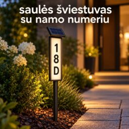 Saulės šviestuvas su namo numeriu kaina internetu