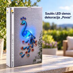 Sienos dekoracija „povas“ su saulės panele ir LED apšvietimu kaina internetu
