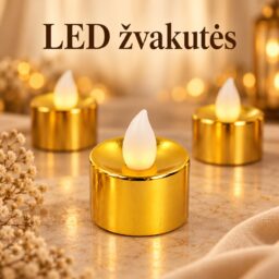 dekoratyvinė led žvakutė, auksinės spalvos, 3,5 × 3,5 cm kaina internetu