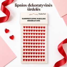 lipnios dekoratyvinės širdelės, raudonos kaina internetu